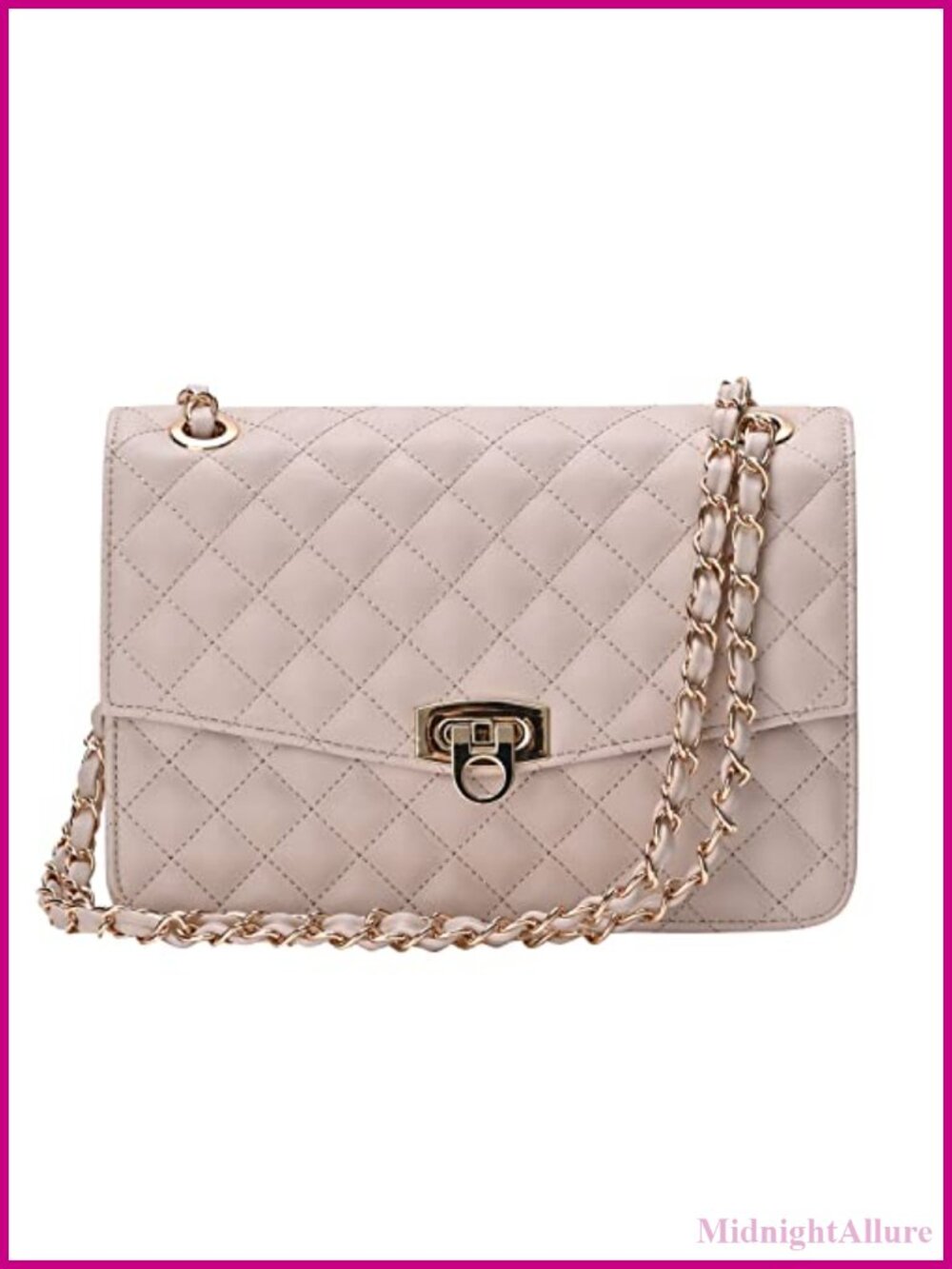 Quilted Vegan Leather Medium Shoulder Crossbody Bag Anti-Theft Women